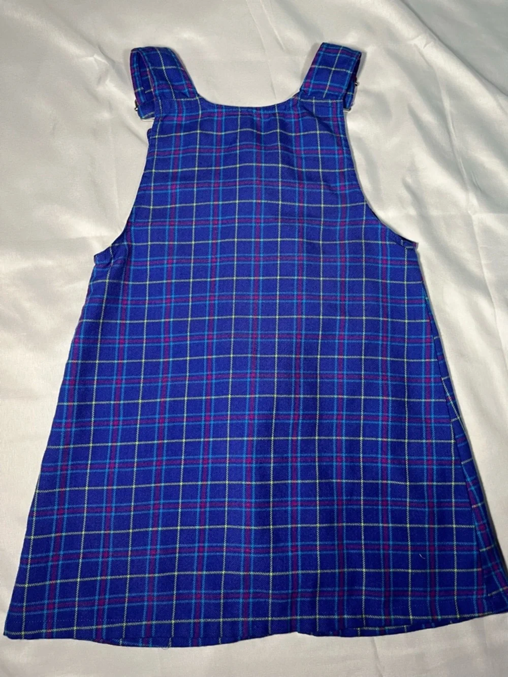 Vtg 1998 Looney Tunes Tweety Bird Plaid Overall Jumper Dress Girls Size 5 Zipper
